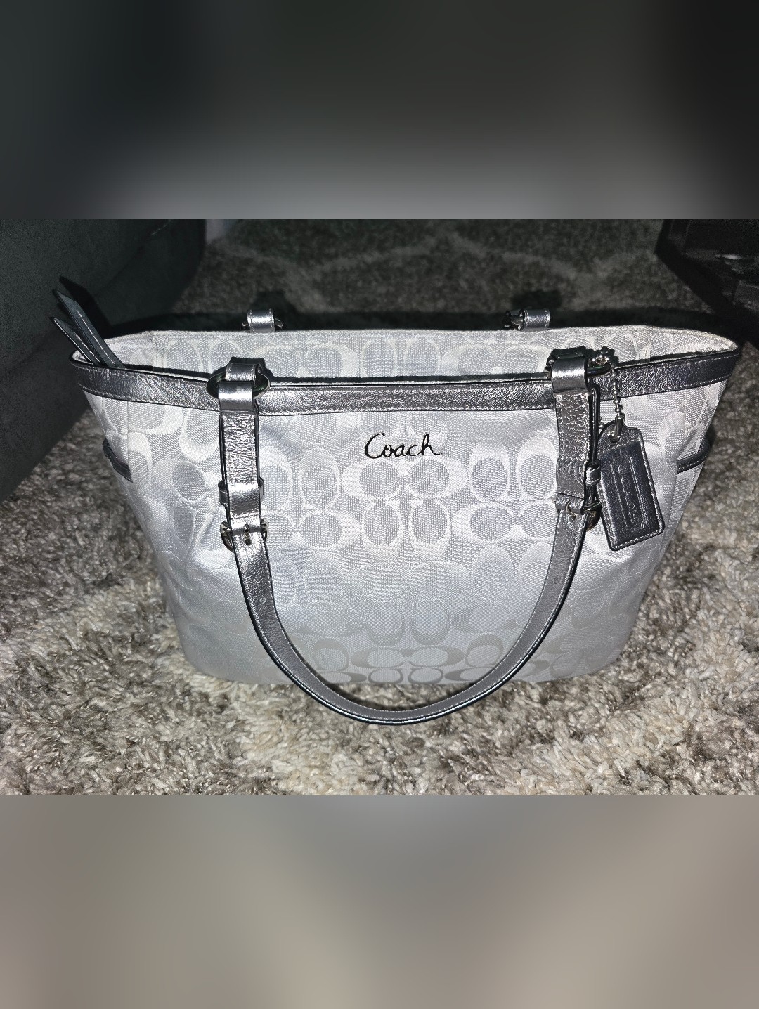 Coach Silver Signature Tote Bag Nwot